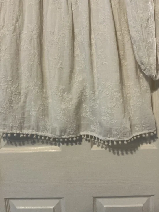 Zara Cream Embroidered Long Sleeve Babydoll Dress Womens Small Cottagecore Fairy - Picture 12 of 13